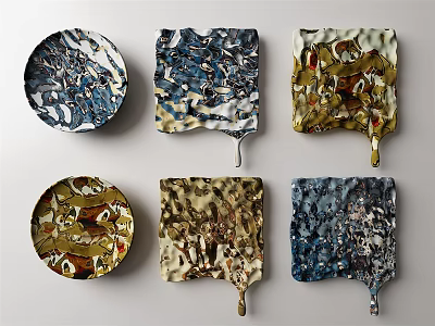 Artistic Wall Decor With Circular And Square Shapes Vibrant Colors Textured Design 3d model