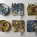 Artistic Wall Decor With Circular And Square Shapes Vibrant Colors Textured Design
