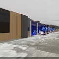 Contemporary Conference Stage With Large Screen Podium Blue Backdrop And Audience Seats