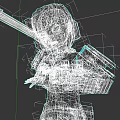 Anime Style Woman Wearing Gold And White Mechanical Armor With Long Spear