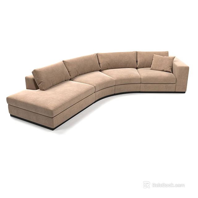 Modern Curved Beige Upholstered Sectional Sofa With Plush Cushions And Comfortable Seating 3d model