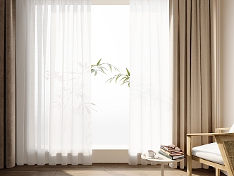 Modern Curtain Combination Screen Window Cloth Curtain Universal Curtain 3d model