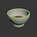 White Ceramic Tableware Set Featuring Elegant Bowl With Orange Sauce On Dark Background 3d model