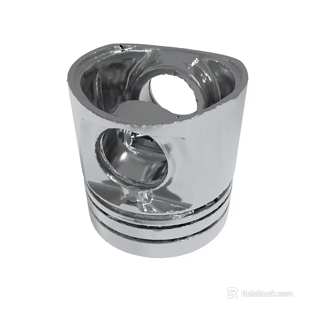 Chrome Plated Metal Piston With Central Hole And Circular Grooves Structure 3d model 