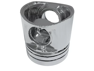 Chrome Plated Metal Piston With Central Hole And Circular Grooves Structure 3d model