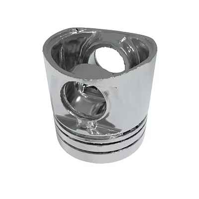 Chrome Plated Metal Piston With Central Hole And Circular Grooves Structure 3d model