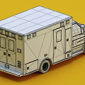 White Medical Ambulance With Orange Stripes Red Emergency Lights Ice Cream Graphic