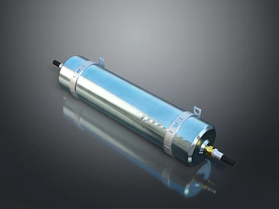 Cylindrical Metal Electric Motor With Smooth Surface And Mounting Brackets 3d model