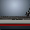Aircraft Carrier Flight Deck With Runway Striped Markings And Control Tower
