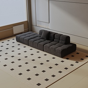 Modern three-seat sofa 3d model