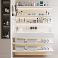 Modern Bathroom Accessories Organized on Shelves With Towels And Toiletries