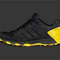 Adidas Dark Running Shoes With Yellow Soles And Three Stripes Design For Outdoor Traction