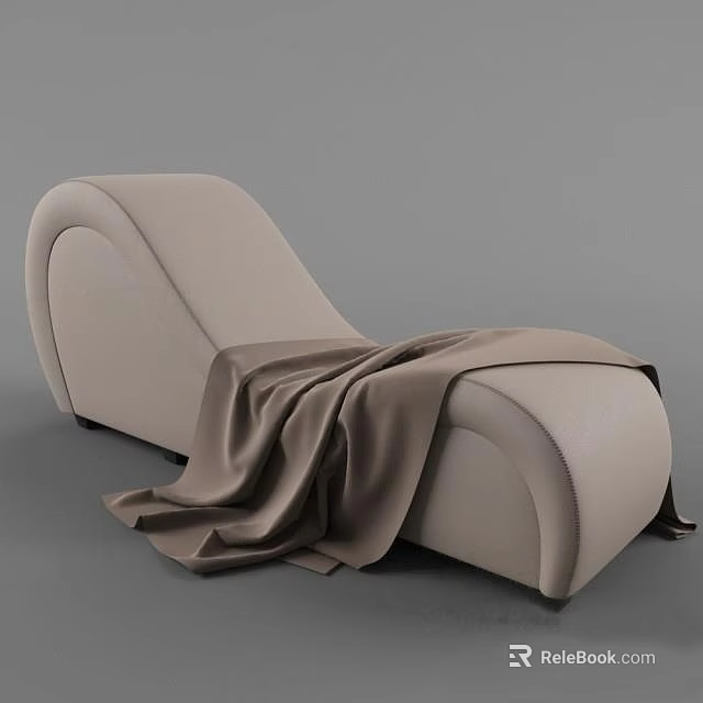 Modern Beige Lounge Chair With Soft Brown Blanket And Comfortable Design 3d model 