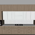 Modern Kitchen Interior Design With Wooden White Cabinets Oven And Stove