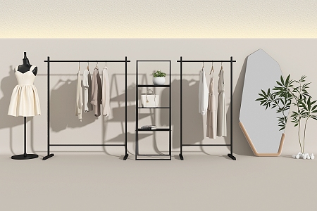 modern hanger clothing store shelf 3d model