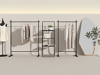 modern hanger clothing store shelf 3d model