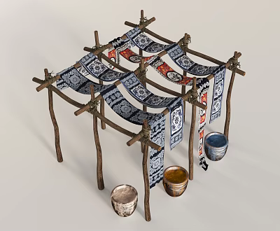 Chinese-style dyeing booth 3d model