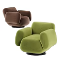 Cozy Fluffy Light Gray Single Sofa With Swivel Base And Armrests