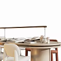 Modern Table And Chair Set Featuring Orange White Chairs And Books On Tabletop