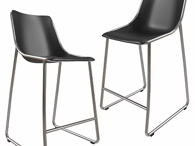 Black Modern Dining Chairs With Sleek Metal Frame And Comfortable Design 3d model