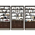 Traditional Chinese Antique Display Shelves With Decorative Items Tea Sets Vases And Books