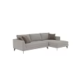 Modern Beige Sectional Sofa With Brown Throw Pillows And Comfortable Design