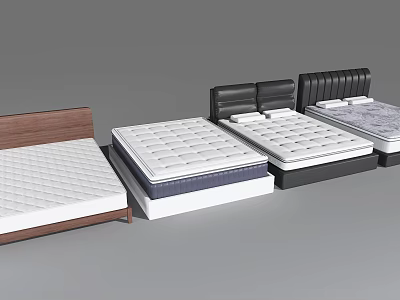 Modern Double Bed Designs With Wooden And Leather Headboards And Comfortable Mattresses 3d model