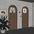 Middle ancient style log wooden door 3d model