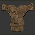 Terracotta Household Decorative Item With Double Dragon Heads And Central Human Figure