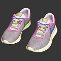Pair of White and Gray Mesh Running Shoes With Lightweight Design For Athletic Activities