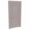 Modern White Swing Door With Simple Panel Design And Golden Handle 3d model