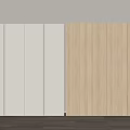 Modern White And Light Wood Wardrobe With Sliding Door Design In Minimalist Interior