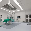 Modern Operating Room Interior With Surgical Table Lights Medical Equipment And Cabinets