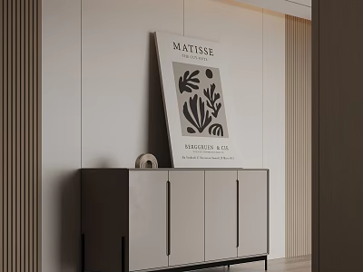 Modern Entryway Console Cabinet With Decorative Matisse Poster And Minimalist Design 3d model