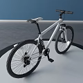 Minimalist Mountain Bicycle With White Frame And Black Wheels In Indoor Studio