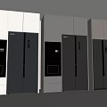 Modern Sleek Black Refrigerators Freezers In Built in Kitchen Cabinet Design
