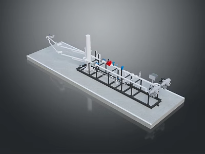 3D Model of Industrial Machinery Platform Featuring Mechanical Framework Pipes And Colored Components 3d model