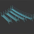 Wooden Frame Rope Bridge Scene Components With Crossed Ropes And Support Poles