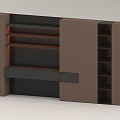 Wooden simple bookcase background wall 3d model