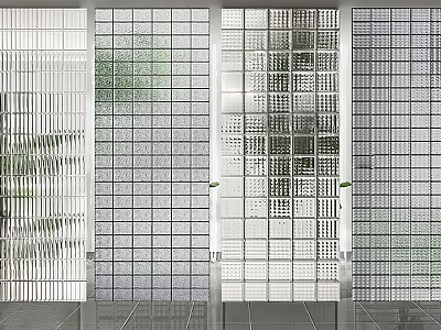 Modern Decorative Glass Room Dividers For Interior Design With Various Grid Patterns And Textures 3d model