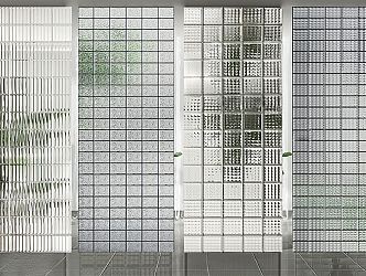 Modern partition glass partition screen combination 3d model