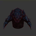 Mysterious Blue Monster Character With Red Glowing Patterns Sharp Claws And Lava Like Base Design