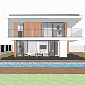Modern Detached Villa With Swimming Pool Floor to Ceiling Windows And Lush Greenery Outdoor Seating