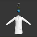 Stylish White Coat Outfit With Hat Glasses And Protective Mask Accessories
