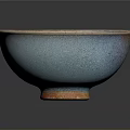 Hand Sculpted Ceramic Bowl With Colorful Glaze And Metallic Rim Design