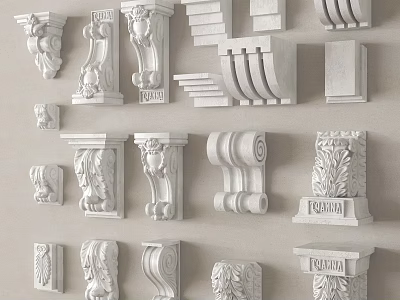 Classical Architectural Decorative Components With Ornate Corbels Columns And Carved Details 3d model