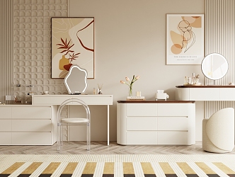 Modern cream style dresser 3d model