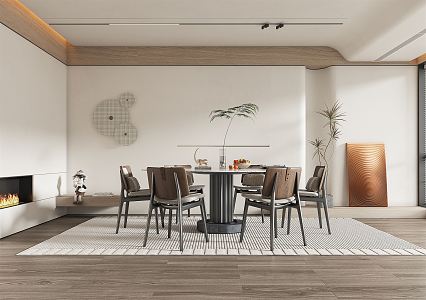 Modern Restaurant Dining Table and Chair 3d model