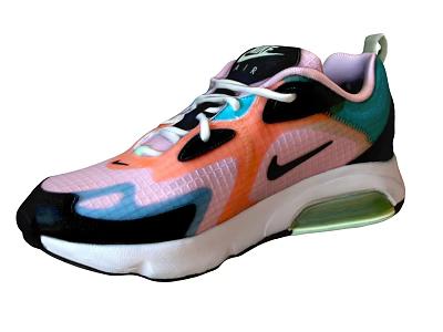 Colorful Nike Sneakers With Pink Orange Blue And Black Design White Sole Transparent Air Cushion 3d model