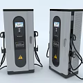 Dual Modern Electric Vehicle Chargers With Digital Display And Charging Cables